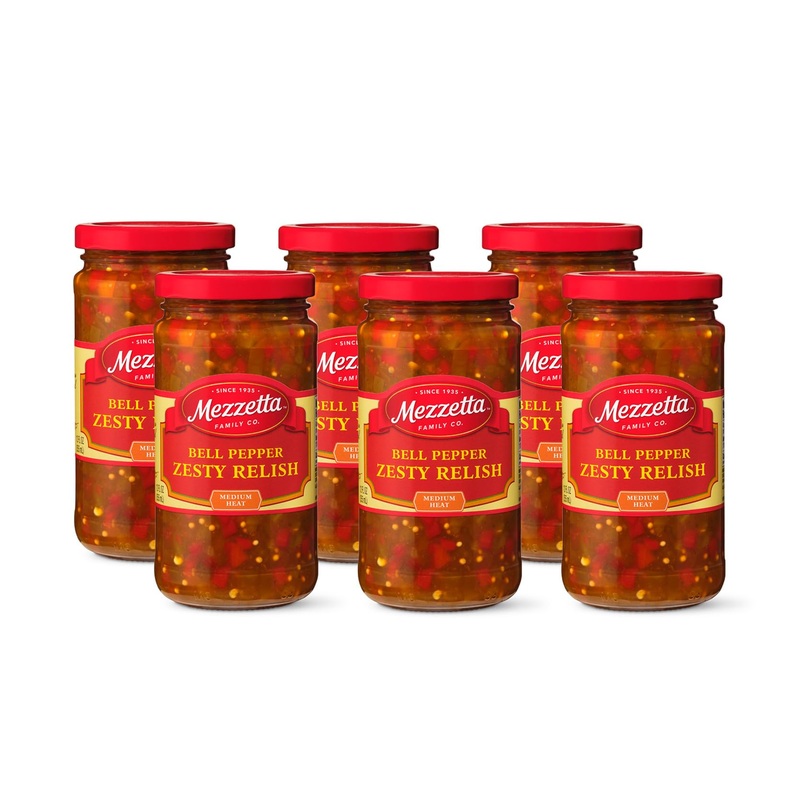Mezzetta Bell Pepper Zesty Relish | Medium Heat | 12 Fluid Ounce Jar (Pack Of 6)