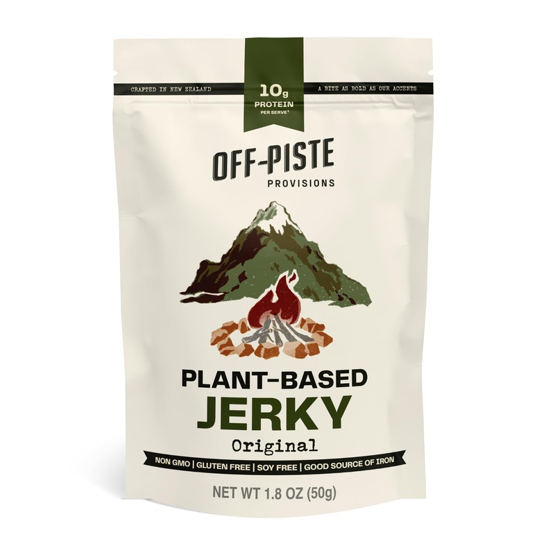 Off-Piste Original Plant-Based Jerky, 1.8Oz. – High Protein Healthy Snacks Vegan Jerky For Recovery, School, Office, 23G Protein