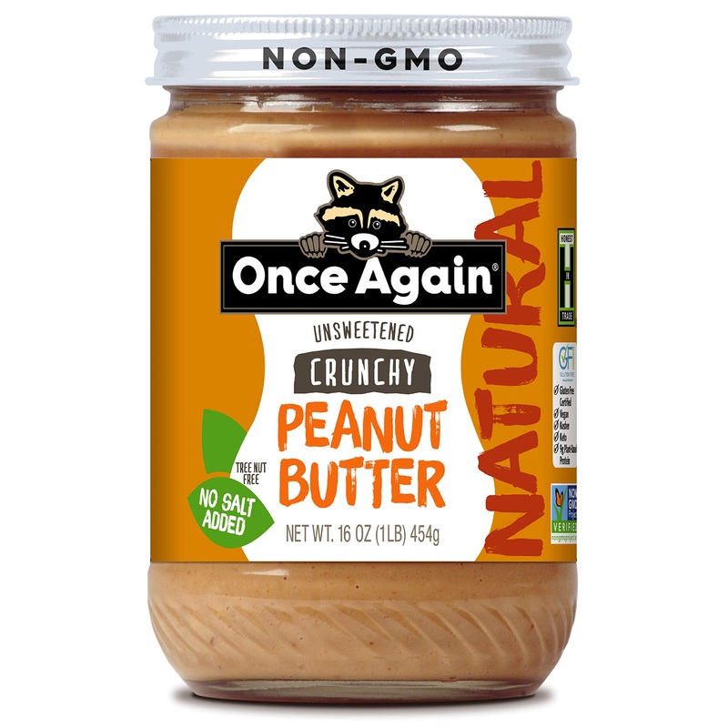 Once Again Natural, Crunchy Peanut Butter, 16Oz – Salt Free, Unsweetened – Gluten Free Certified, Vegan, Kosher, Non-Gmo Verifie