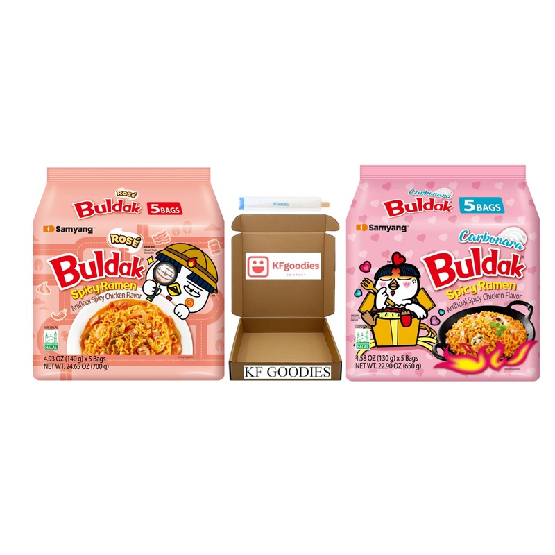 Samyang Buldak Hot Spicy Chicken Ramen Noodle Korean Stir-Fried Ramen (10, Ros  , Carbonara)