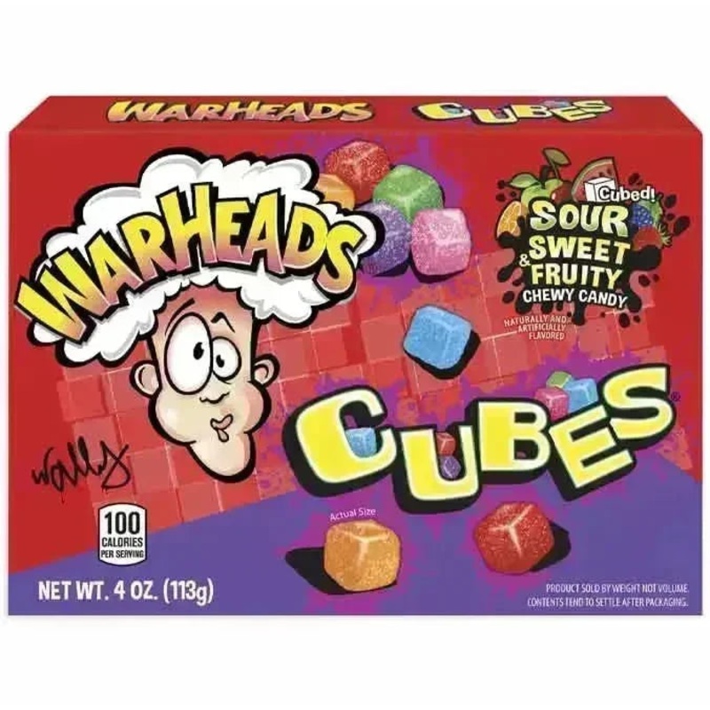 Warheads Sour Sweet & Fruity Cubes 4-Ounce Packs: 12-Piece Box