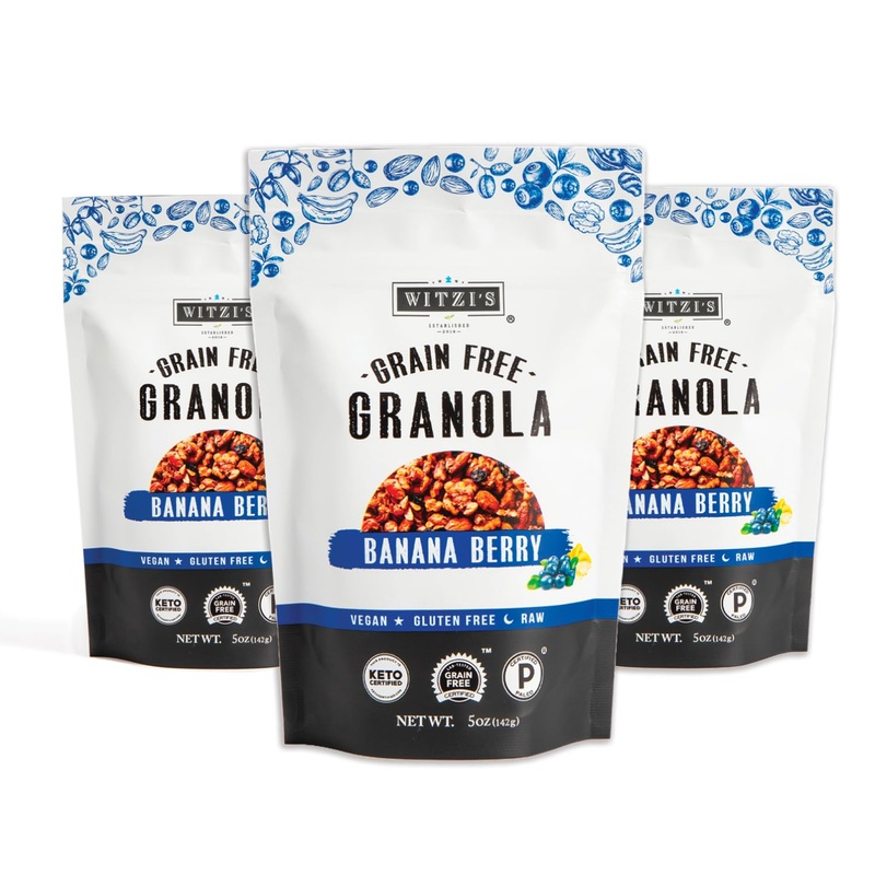 Witzi’S Grain Free Granola, Banana Berry, 5Oz (Pack Of 3), Made With Almonds, Banana & Blueberries, Vegan, Keto, Gluten Free, He
