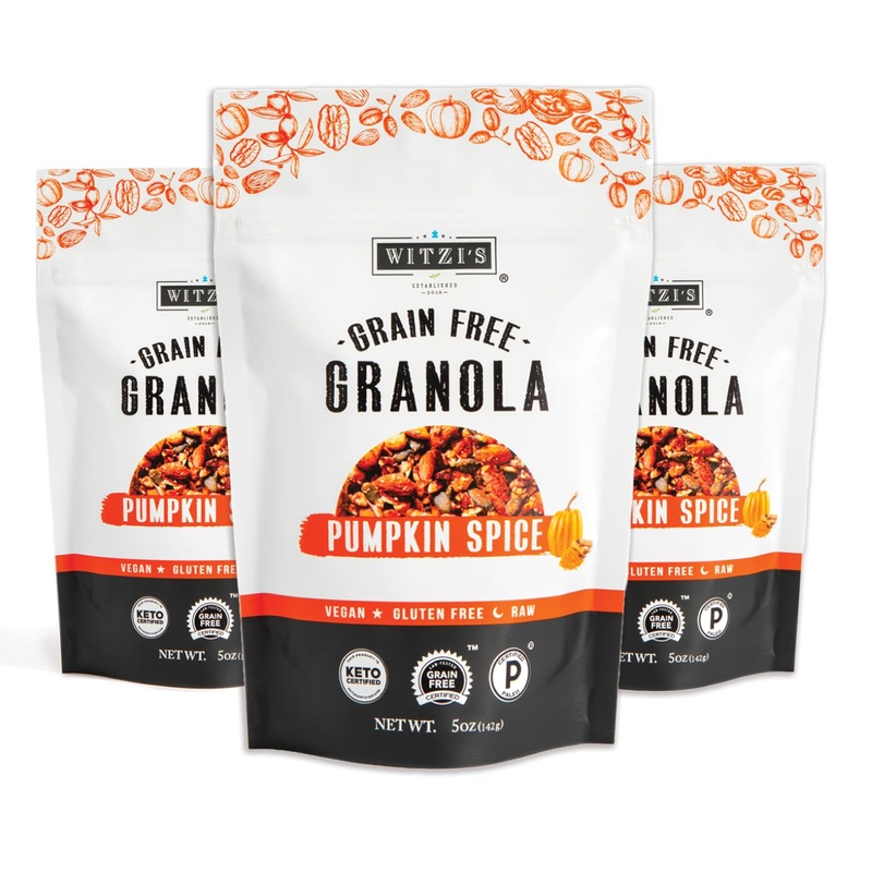 Witzi’S Grain Free Granola, Pumpkin Spice, 5Oz (Pack Of 3), Made With Almonds, Pumpkin & Cinnamon, Vegan, Keto, Gluten Free, Hea