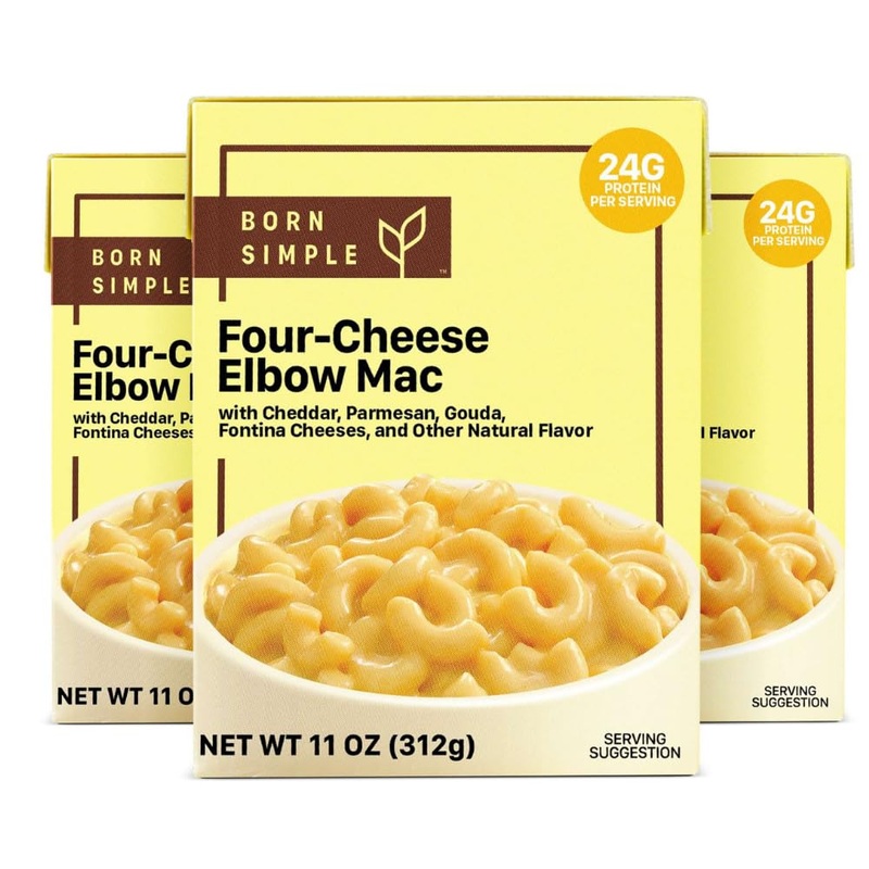 Born Simple Prepared Meals – Ready To Eat Four-Cheese Elbow Mac And Cheese | 24G Protein | 11 Oz (Pack Of 3)