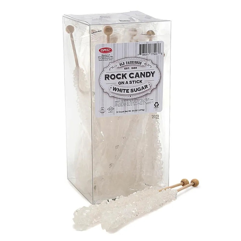 Espeez Rock Candy Crystal Sticks – White Sugar: 12-Piece Box