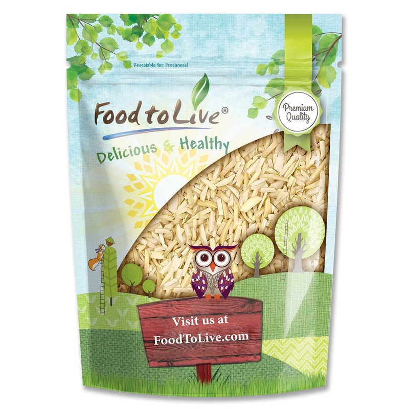 Food To Live – Blanched Slivered Almonds, 1 Pound Chopped Raw Blanched Almonds, Unsalted, Vegan, Keto, Kosher, Bulk. High In Pro