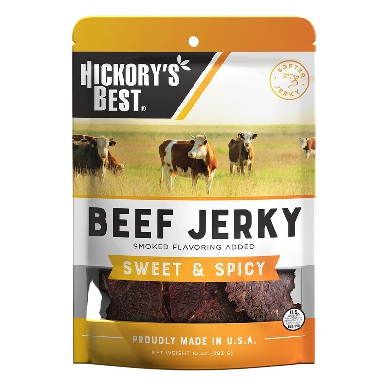 Hickory’S Best Sweet & Spicy Beef Jerky 10 Oz (Pack Of 1) | Soft And Tender | Usa Made | High Protein | Low Fat | Zero Trans Fat