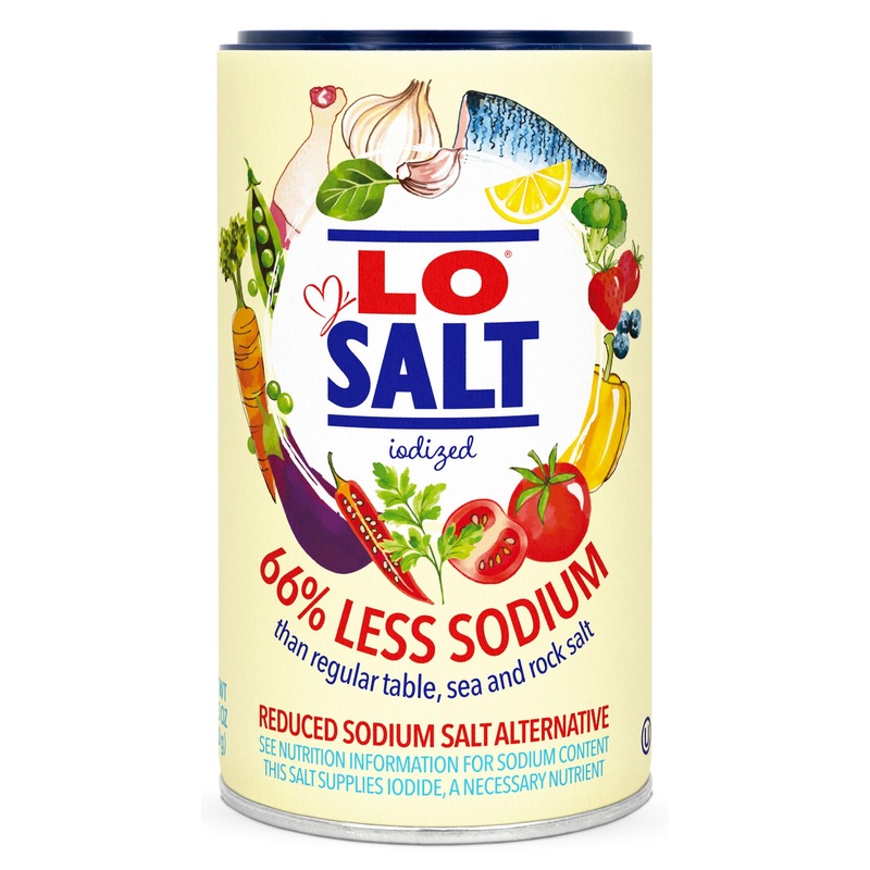 Losalt – Reduced Sodium Salt | Iodized | Great Tasting Salt Alternative/Substitute With 66% Less Sodium | 12.3Oz/350G Tub (Pack