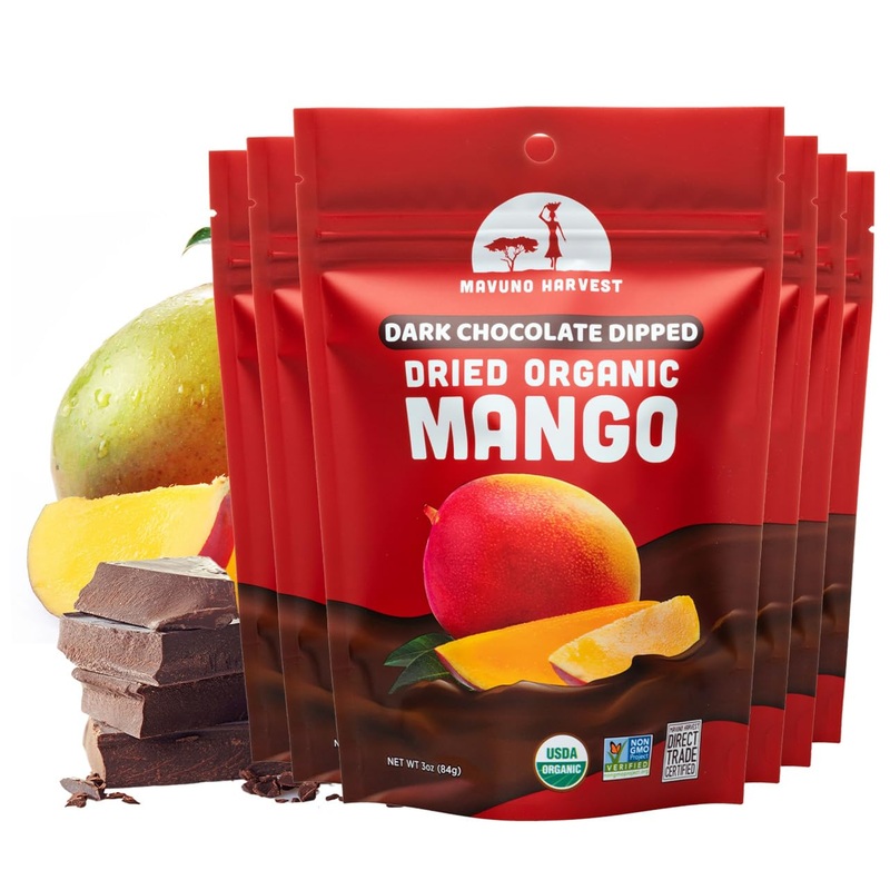 Mavuno Harvest Organic Chocolate Covered Mango – Organic Dried Mango Dipped In Dark Chocolate – Non Gmo, Fair Trade, No Preserva