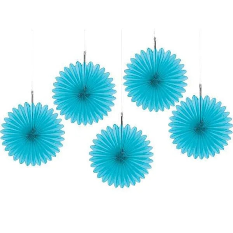 Mini Hanging Fans – Caribbean Blue: 5-Piece Pack