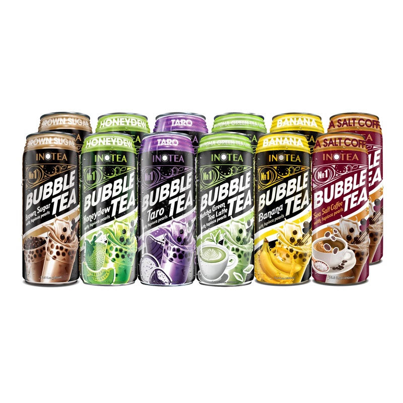 (Pack Of 12) Inotea Bubble Tea | Choose One Flavor: Brown Sugar, Taro, Honeydew, Banana, Matcha Latte, Sea Salt Coffee, And Asso