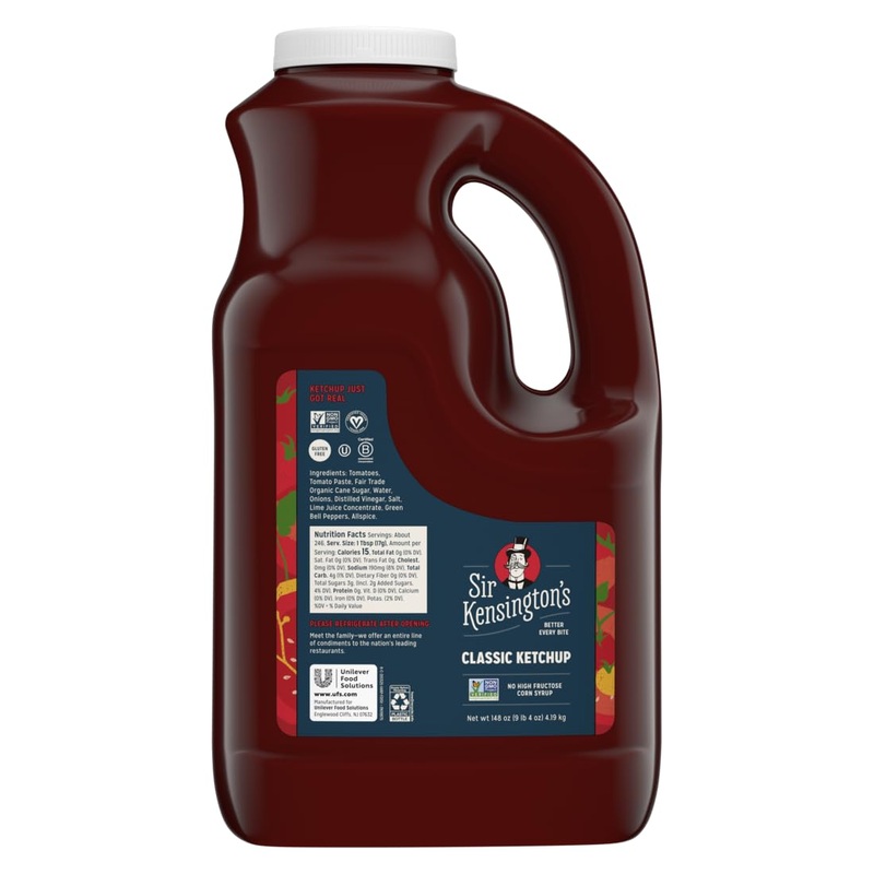 Sir Kensington’S Classic Ketchup Jar For Foodservice, 148Oz (Pack Of 4), No High Fructose Corn Syrup Classic, Gluten Free, Vegan