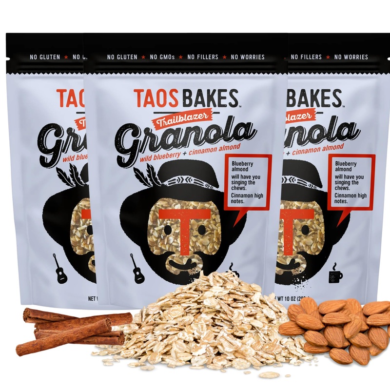 Taos Bakes – Wild Blueberry & Cinnamon Granola – Crunchy Granola Breakfast Snack – Gluten Free, No Gmos, No Fillers – 10 Oz (Pac