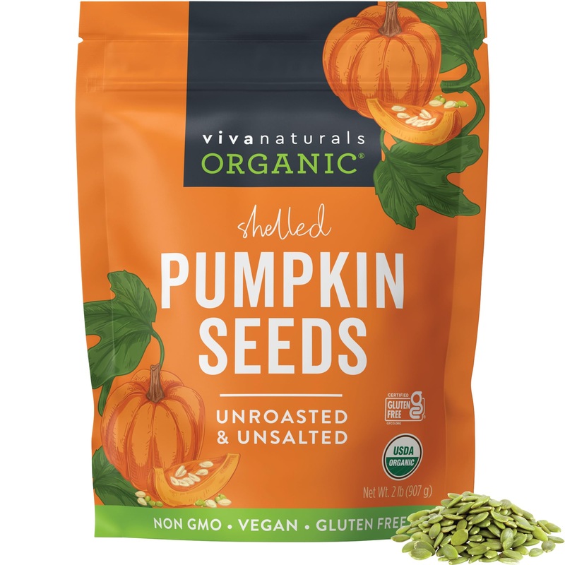 Viva Naturals Organic Pumpkin Seeds – Shelled, Unroasted & Unsalted Pumpkin Seeds Organic, Perfect For Salads, Trail Mix & Baked