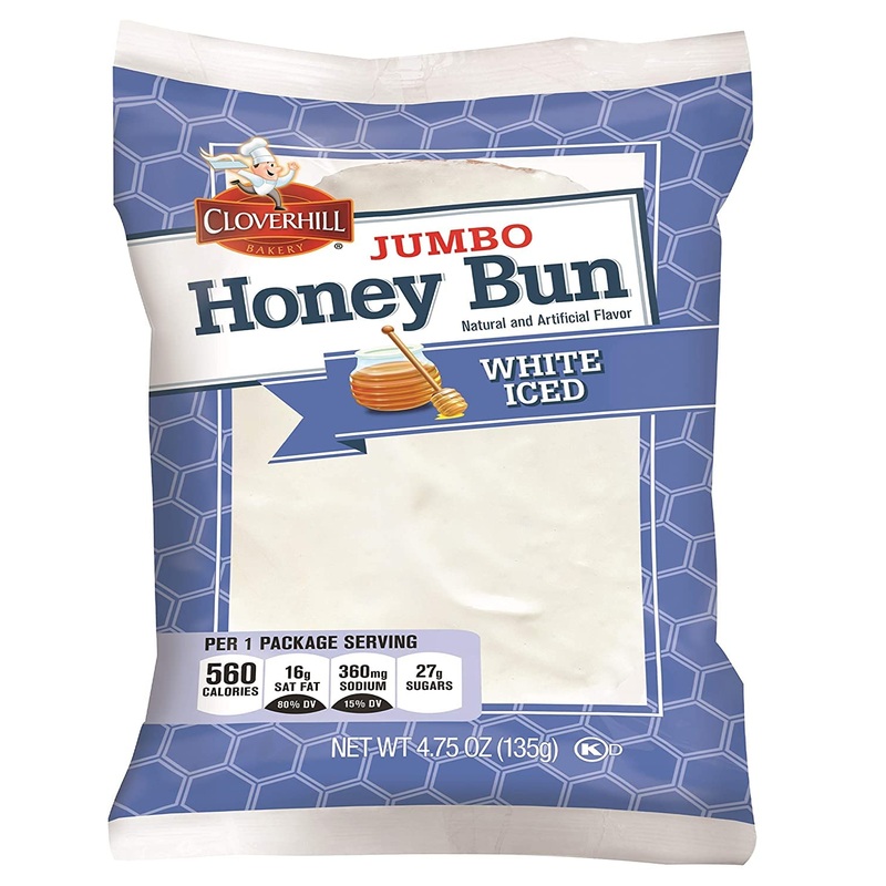 Cloverhill Bakery Jumbo White Iced Honey Buns, 4.75 Ounce – 6 Count Display Box