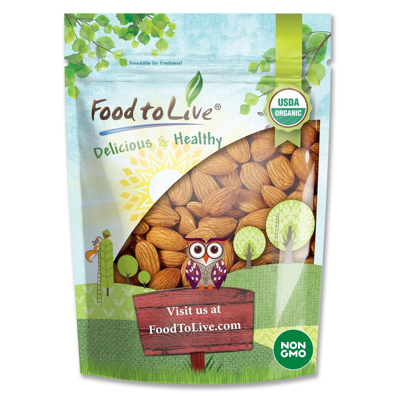 Food To Live – Organic Italian Raw Almonds, 3 Pounds Non-Gmo, Whole, No Shell, Unpasteurized, Unsalted, Vegan, Kosher, Keto-Frie