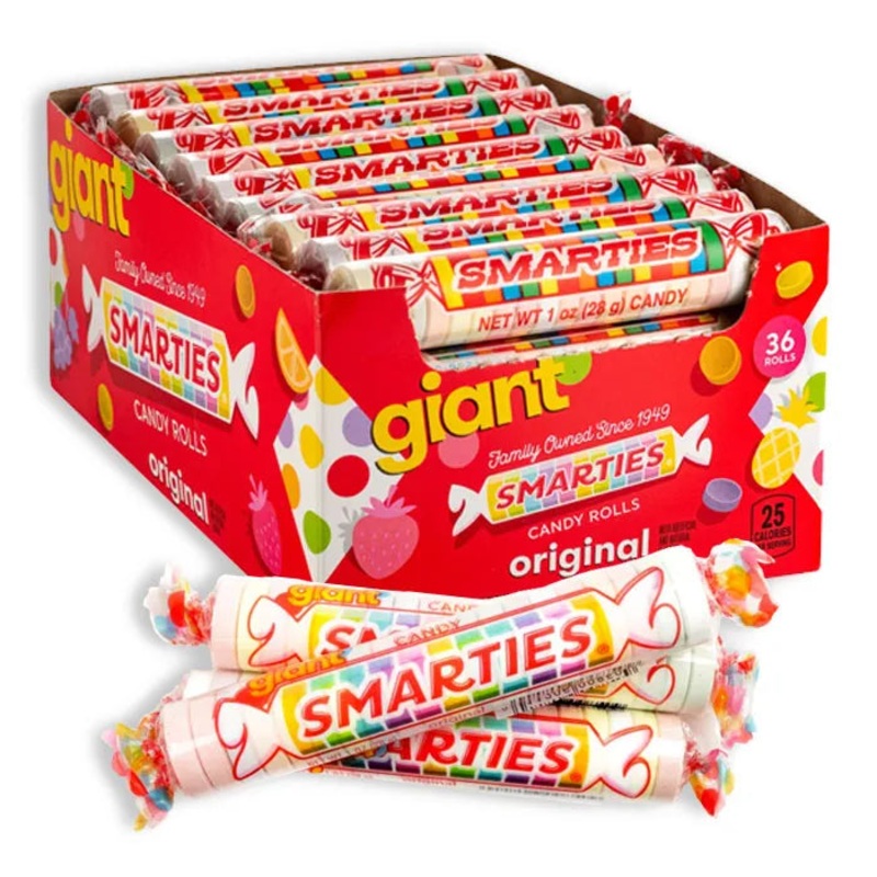 Giant Smarties Candy Rolls: 36-Piece Box