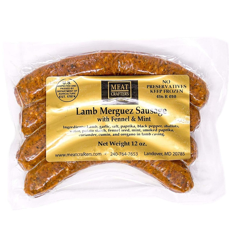 Meatcrafters Lamb Merguez Sausage With Fennel & Mint, No Antibiotics, Preservative Free, 12Oz (4-Pack, 16 Total Links)