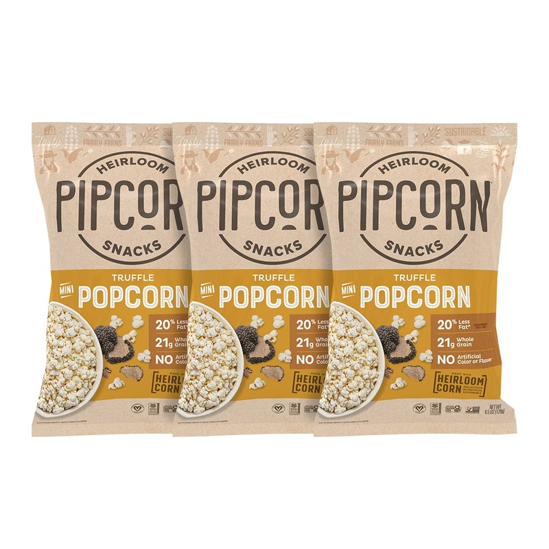 Pipcorn Heirloom Truffle Mini Popcorn – (3 Pack Of 4.5Oz Bags) – Vegan, No Artificial Anything, Non-Gmo Heirloom Corn, No Preser