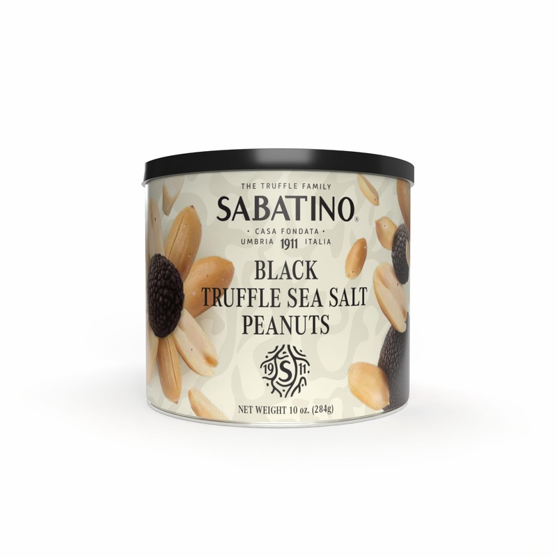Sabatino Black Truffle Sea Salt Peanuts – Gourmet Roasted Peanuts With Black Truffle & Sea Salt, Premium Snack, Keto-Friendly, 1