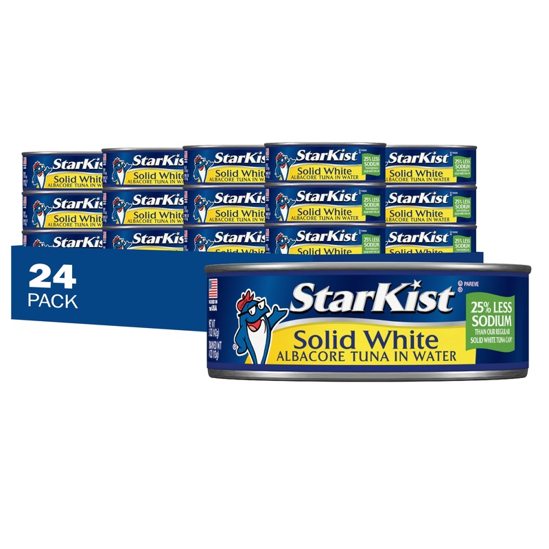 Starkist Solid White Albacore Tuna In Water 25% Less Sodium – 4 – 5 Oz Cans (Pack Of 6) – 24 Cans Total