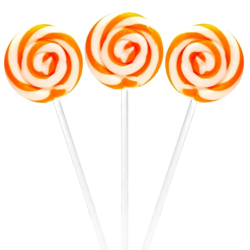 Swipple Pops Petite Swirl Ripple Lollipops – Orange: 60-Piece Tub