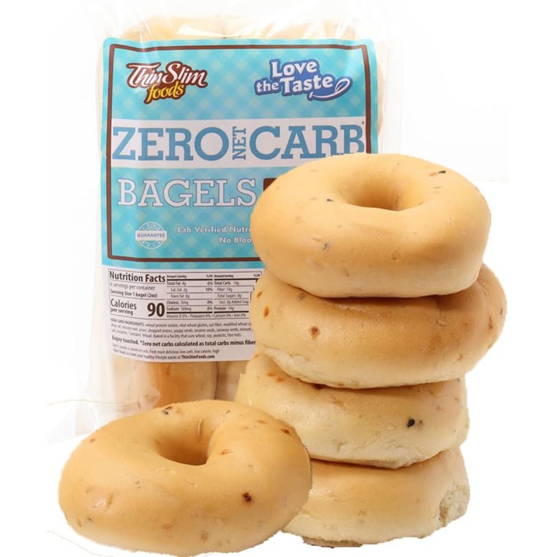Thinslim Foods Keto Bagels | Keto Bread Alternative | Low Carb Everything-Inside, 1 Pack (6 Zero Net Carb Bagels Per Pack)