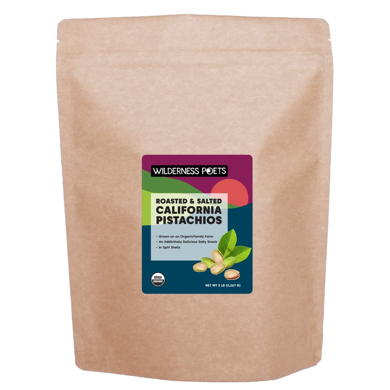 Wilderness Poets, Organic California Pistachios – Roasted With Sea Salt, In Shell (80 Ounce – 5 Pound)
