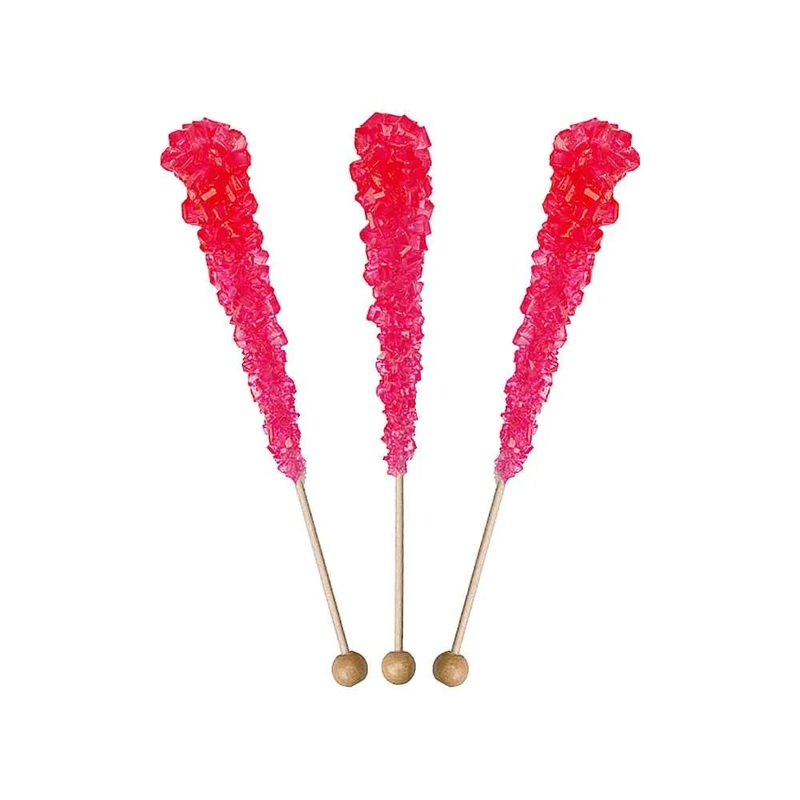 Wrapped Rock Candy Crystal Sticks – Pink: 120-Piece Case