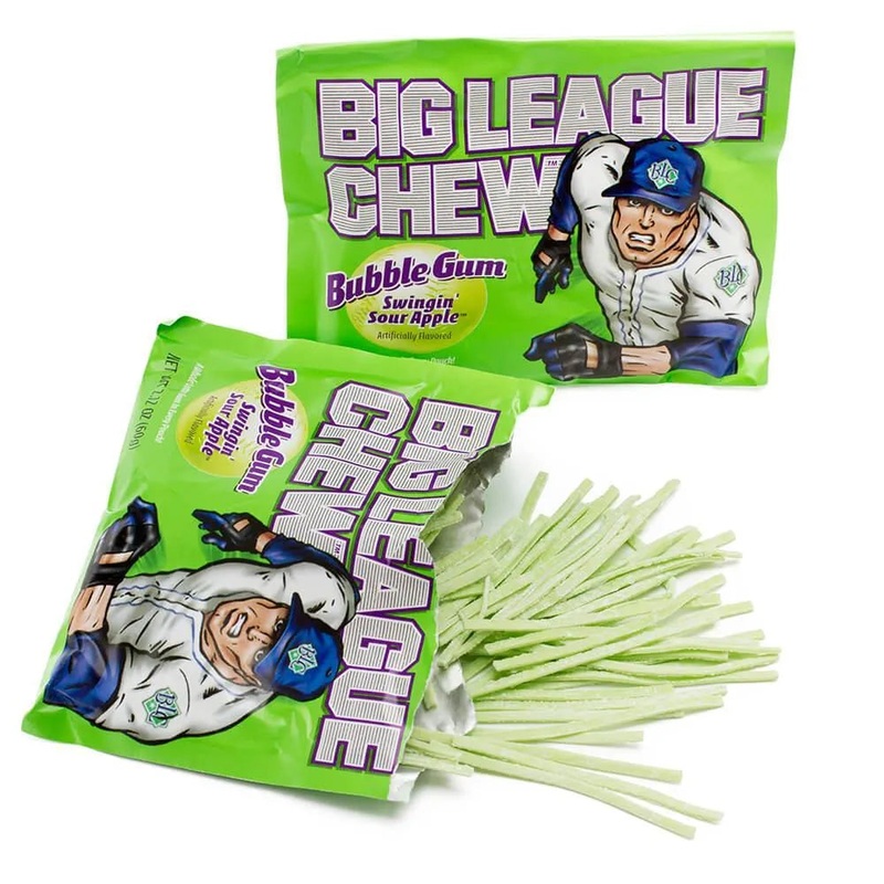 Big League Chew Bubble Gum Packs – Sour Apple: 12-Piece Box