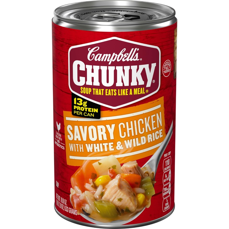 Campbell’S Chunky Soup, Savory Chicken With White And Wild Rice Soup, 18.8 Oz Can