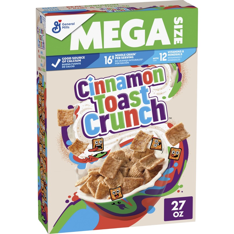 Cinnamon Toast Crunch Breakfast Cereal, Crispy Cinnamon Cereal, Mega Size, 27 Oz