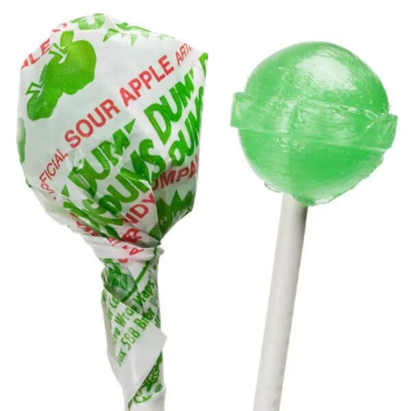 Dum Dums Pops – Sour Apple: 1LB Tub