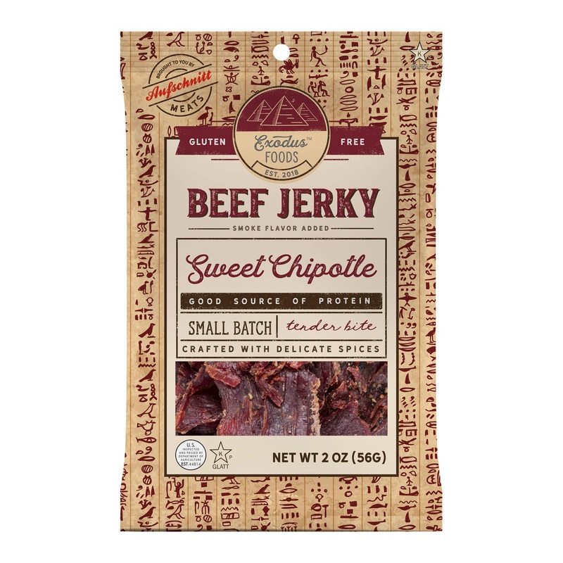 Exodus Passover Beef Jerky | Kosher Star-K Passover Certified | Gluten Free | By Aufschnitt (Sweet Chipotle, 5 Pack)
