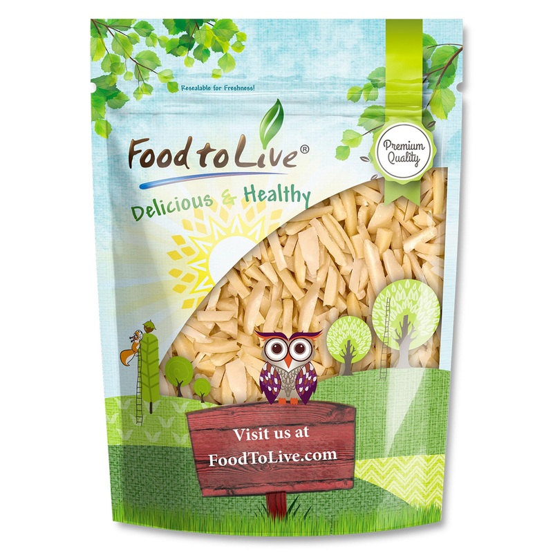 Food To Live Dry Roasted Blanched Slivered Almonds 2 Pounds- Perfectly Oven Toasted For Maximum Flavor, Unsalted, No Oil Added,