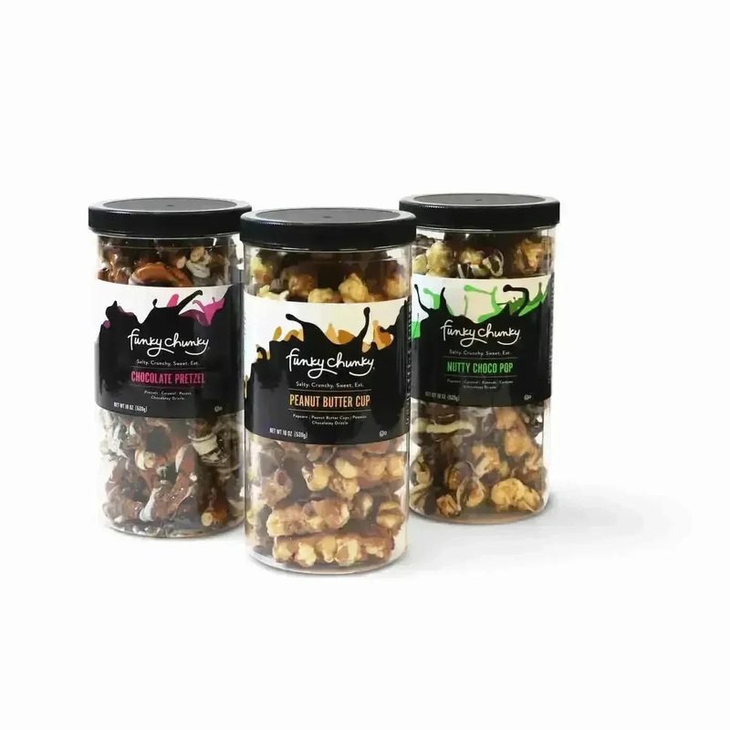 Funky Chunky Triple Flavor Gift Pack Nutty Pretzel Peanut Butter: 19-Ounce Tall Canisters