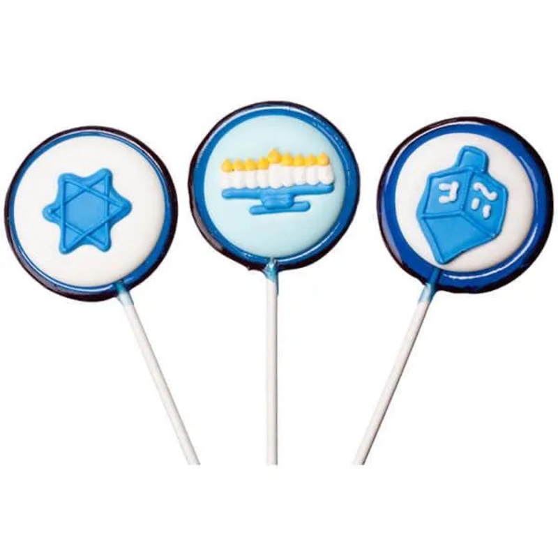 Hanukkah Hard Candy Lollipops: 12-Piece Pack