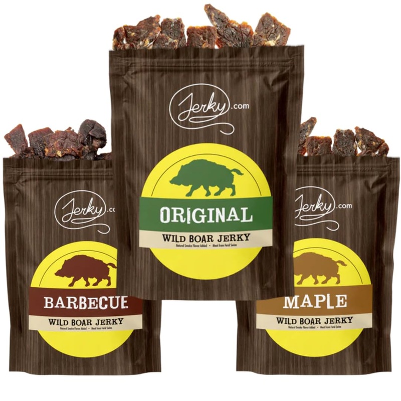 Jerky.Com Exotic Wild Boar Jerky Sampler – Wild Game Meat Snacks, Exotic Snacks, High-Protein, All-Natural, No Added Preservativ