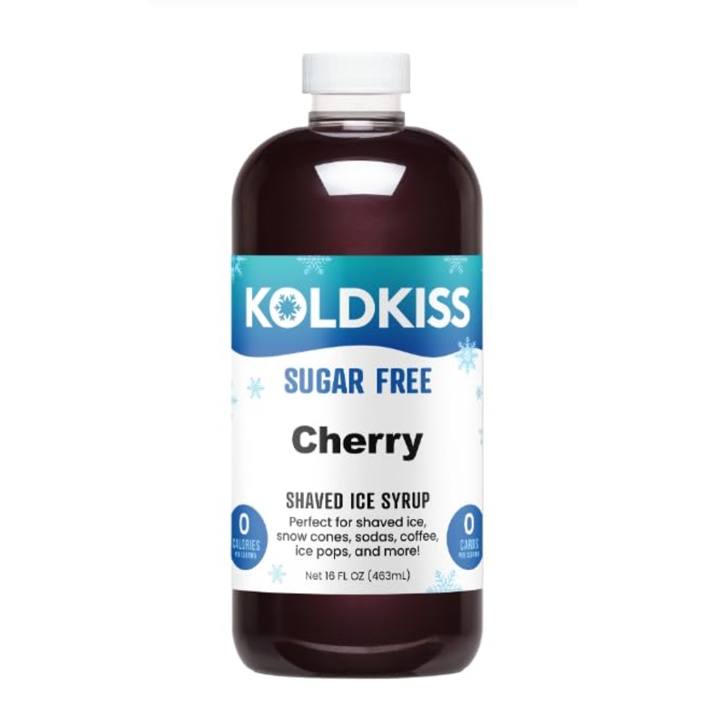 Koldkiss Sugar Free Cherry Shaved Ice, Hawaiian Shaved Ice & Snow Cone Syrup – 16 Fl Oz Pints | Perfect For Parties, Milkshakes,