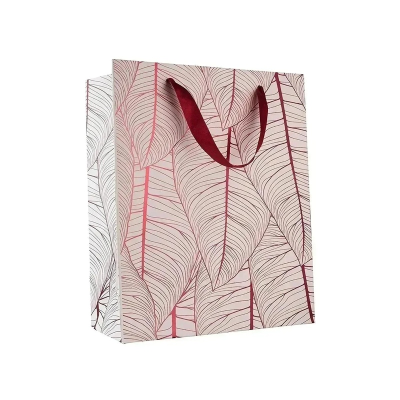 Leaf Design Maroon Gift Bags 12 Pack 12.5″X10.25″X4.75″