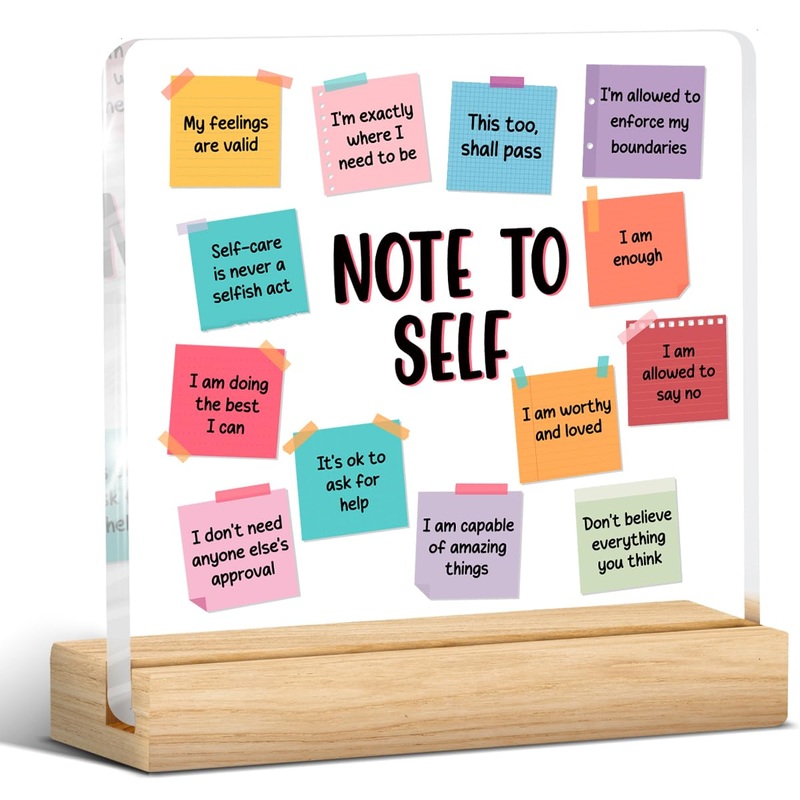 Note To Self Motivational Decor, Therapy Mental Health Gifts Therapist Office Gift For Women Men School Psychologist Counselor F