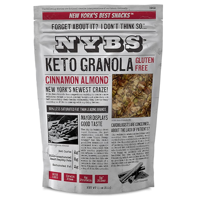 Nybs Cinnamon Almond Keto Granola – 100% Natural Grain-Free Granola, Non-Gmo, Gluten Free, Small Batch Baked, Low Sodium + Low I