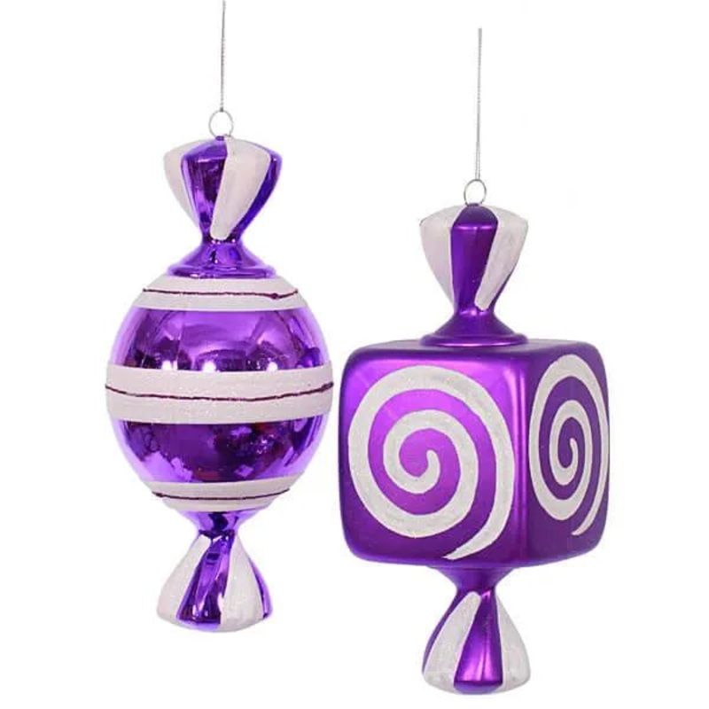 Purple Large Candy Ornaments – 8 Inch: 2-Piece Box