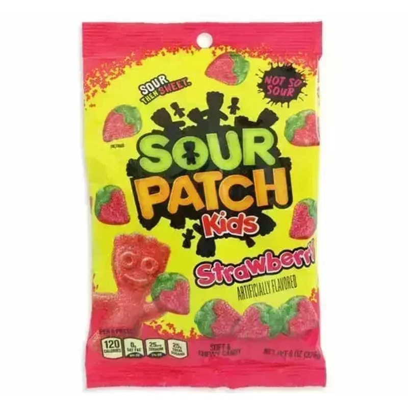 Sour Patch Strawberry Candy Peg Bags: 12-Piece Case