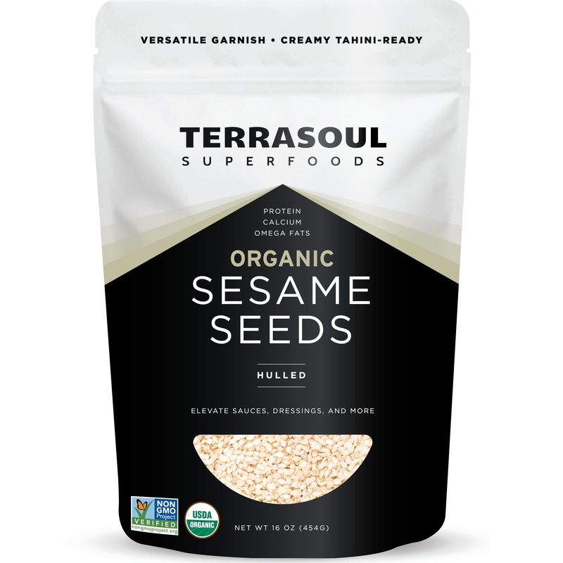 Terrasoul Superfoods Organic Hulled Sesame Seeds, 16Oz – Perfect For Tahini | Gluten-Free | Raw