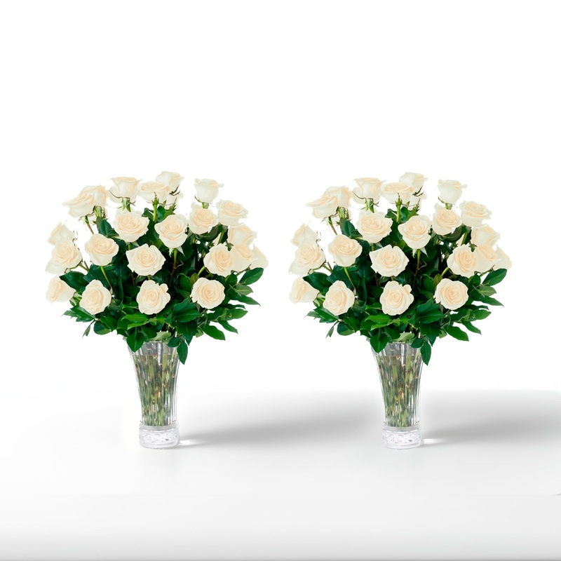 Aquarossa Farms – 48 White Roses Bouquet, Fresh Flowers For Delivery, Flower Fresh Bouquet, Gift Idea For Graduation, Birthday,