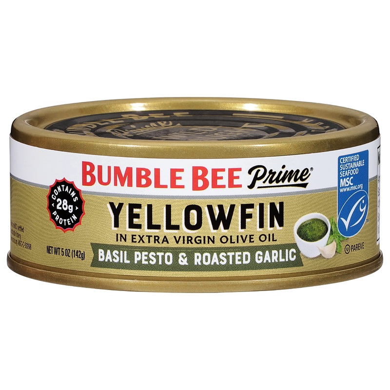 Bumble Bee Prime Basil Pesto & Roasted Garlic Yellowfin Tuna In Extra Virgin Olive Oil, 5 Oz Can – Wild Caught Ahi Tuna – 28G Pr