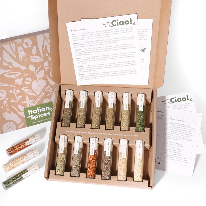 Craftly 12 Italian Spices Gift Set | Italian Herbs Seasoning Gift Set For Cooking – Perfect For Pasta Sauces, Pizza And More | G