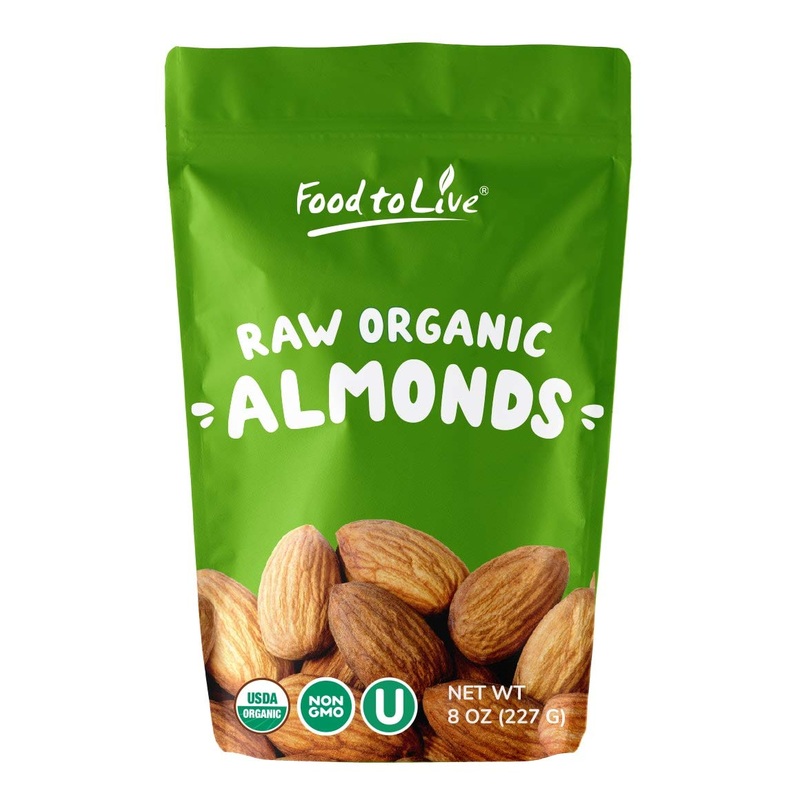 Food To Live – Organic Almonds, 8 Ounces Non-Gmo, Whole, Raw, No Shell, Unpasteurized, Unsalted, Vegan, Kosher, Bulk. Keto Snack