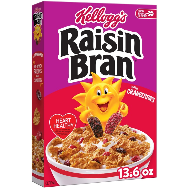 Kellogg’S Raisin Bran With Cranberries Breakfast Cereal, Fiber Cereal, Family Breakfast, 13.6Oz Box (1 Box)